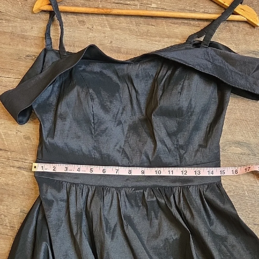 B. Smart  Cocktail Dress Size 11/12 Black High-Low with Cold Shoulder - Picture 7 of 14